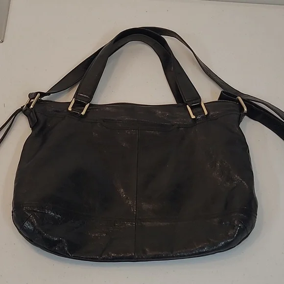 HOBO the Original Black Leather Shoulder Bag with Crossbody Strap - Picture 12 of 13